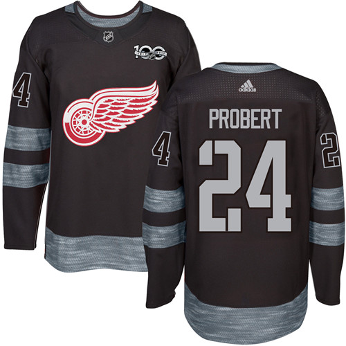 Adidas Red Wings #24 Bob Probert Black 1917-100th Anniversary Stitched NHL Jersey